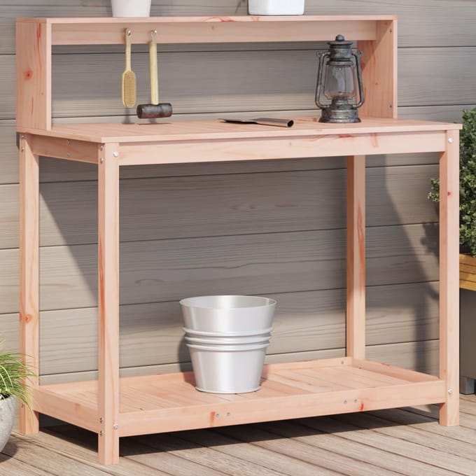 vidaXL - Oppottafel - met - schappen - 108x50x109,5 - cm - massief - douglashout