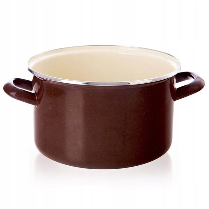 Bruine Emaille Pan 20 cm - 3L - Geschikt voor alle warmtebronnen