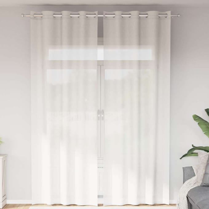 vidaXL - Gordijnen - voile - met - doorvoertules - 2 - st - wit