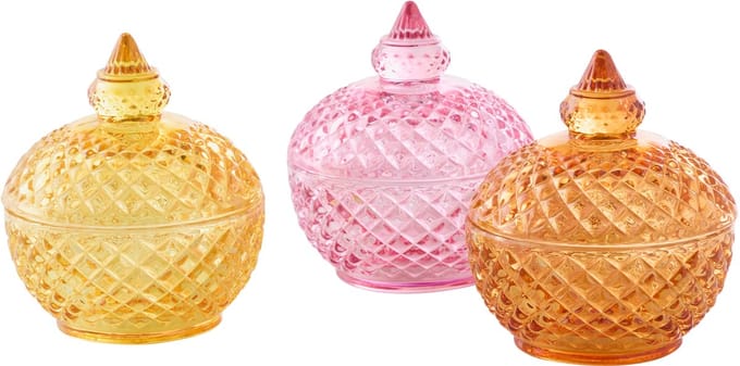 J-Line voorraadpot Rond - glas - mix - set van 3