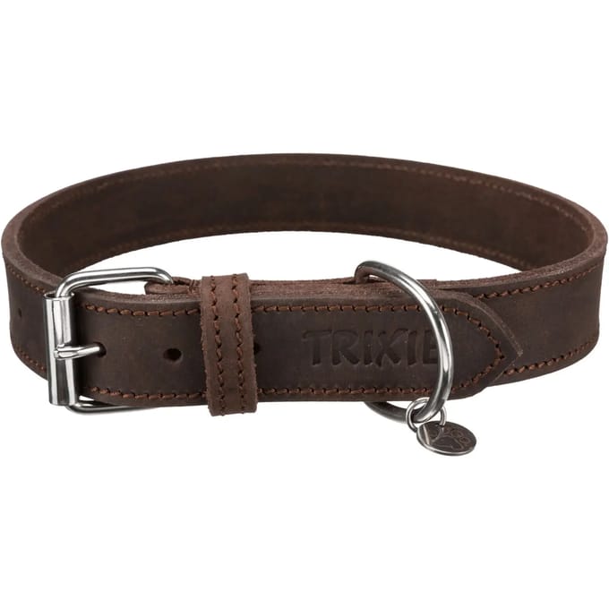Trixie Rustic fatleather Halsband L: 48-56 cm/30 mm dark Bruin