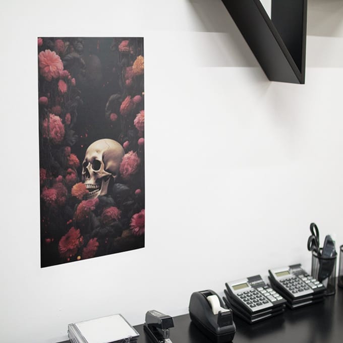 Poster Poster Doodshoofd met bloemen, A0 Synaps posterpapier