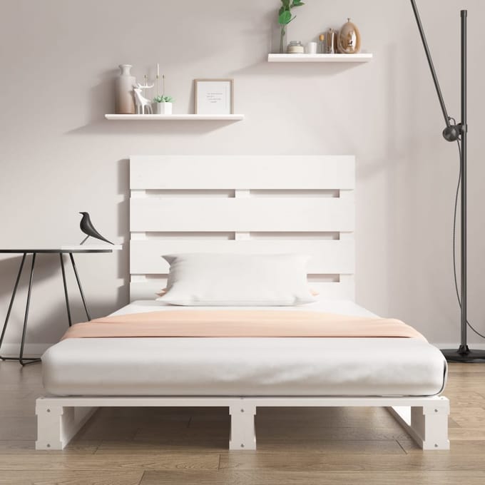 vidaXL - Bedframe - zonder - matras - massief - grenenhout - wit - 75x190 - cm