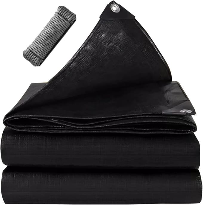Dekzeil Polyester - Afdekzeil Scheurvast - Buiten Beschermen - UV-Gestabiliseerd Waterdicht - 3.2 x 4 Meter - Zwart