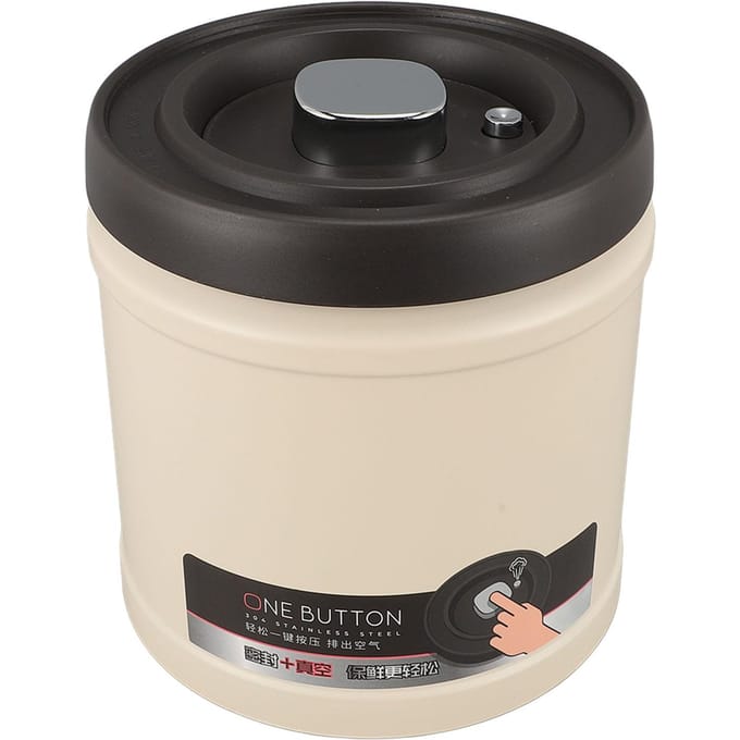 Roestvrijstalen Vacuüm Pot Multifunctioneel Compact Druk Luchtdicht Koffiecontainer voor Thee Gedroogd beige