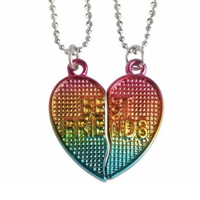 Fako Bijoux® - Vriendschapsketting - BFF Ketting - Hart Metallic - Best Friends - Multicolor