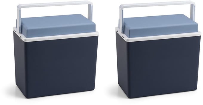 Koelbox - 2x - blauw - klein formaat - 10 liter - 30,5 cm - koelboxen