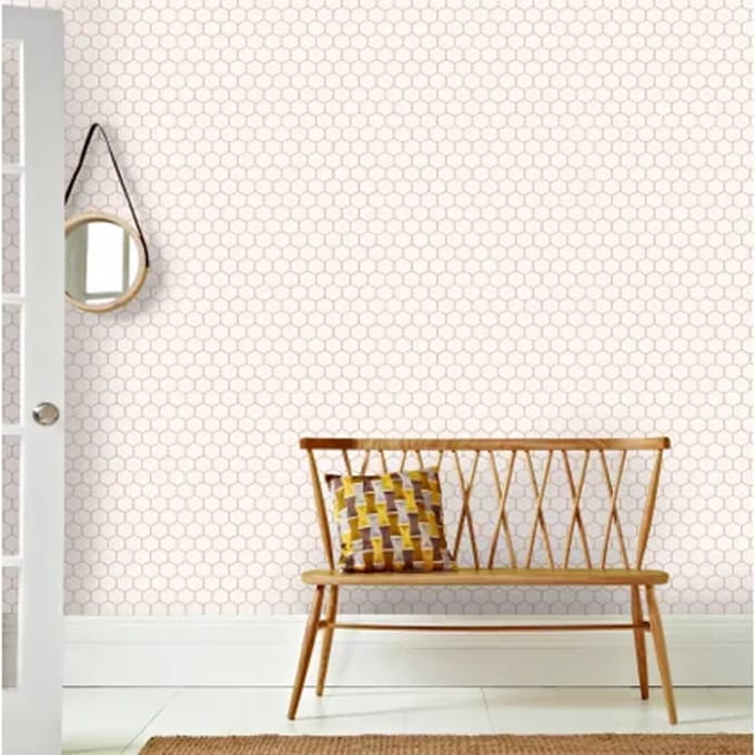 Decomode Vliesbehang Hexagon - Naturel - 10,05 M X 52 Cm