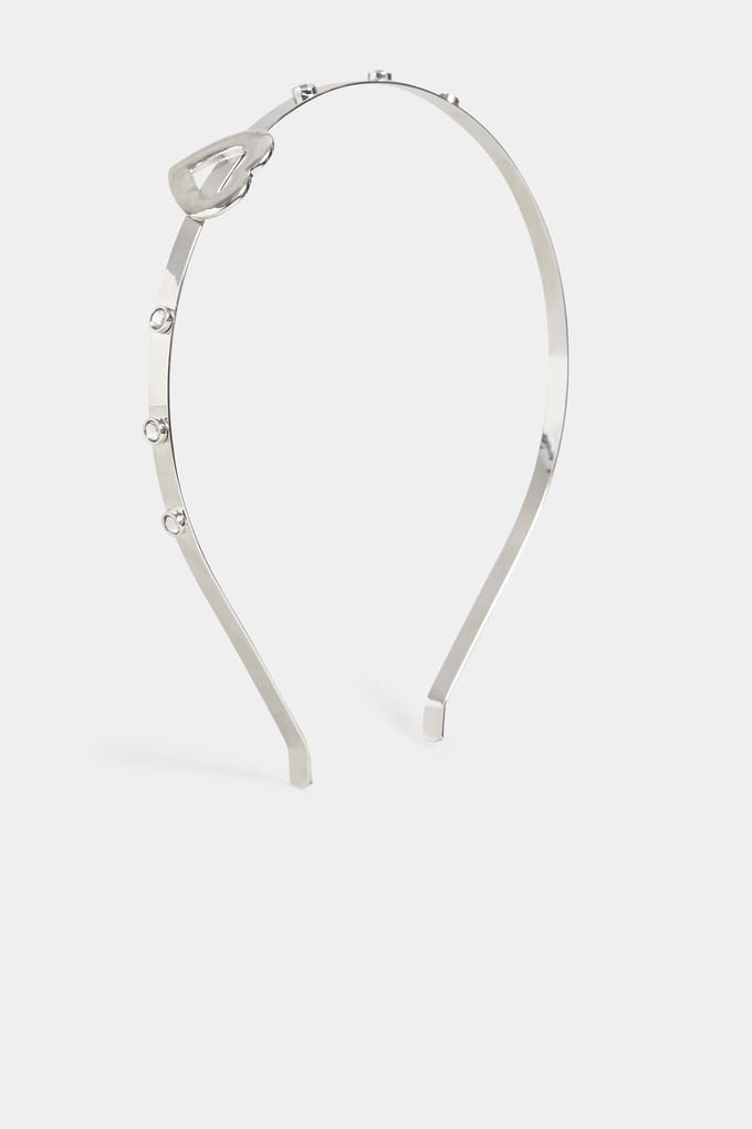 Yours Haarband Met Hartje En Diamantjes In Zilversize One Size