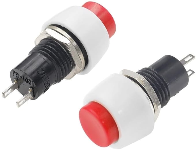 Drukknop Schakelaar - Momentary Schakelaar - Elektrische Projecten - Zelfsluitend Ontwerp - 10mm Gat - Rood Groen
