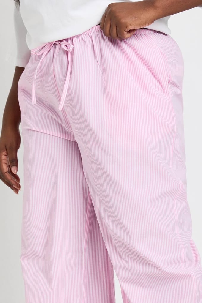 boohoo Dames Plus Krijtstreep Broek | Roze | Maat: 44