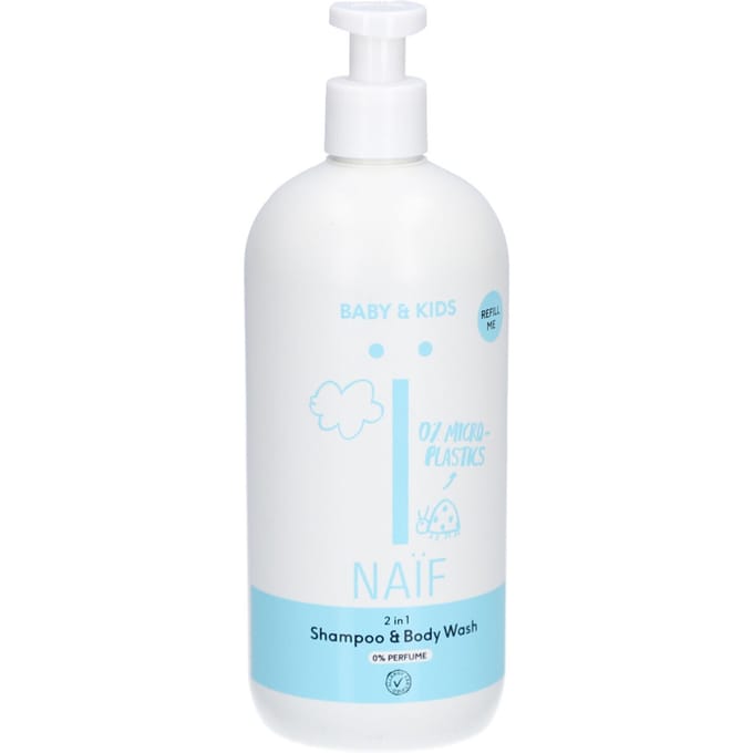 Naïf - 2 in 1 Shampoo & Body Wash - 0% parfum - Baby's & Kinderen - 500ml