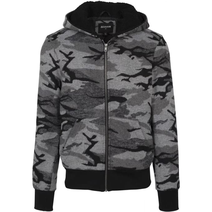 Urban Classics - Camo zip Vest met capuchon - Camouflage - M - Groen