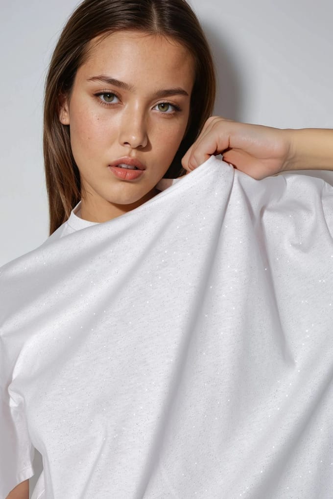 Pailletten Crew Neck Korte Mouw T-Shirt