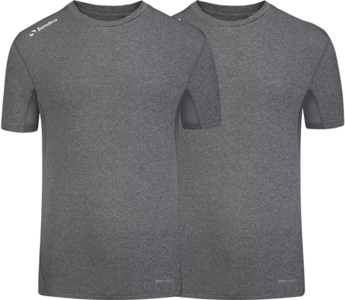 2-Pack Sondico compressie korte mouw sportshirt - heren - Mid grey - maat L