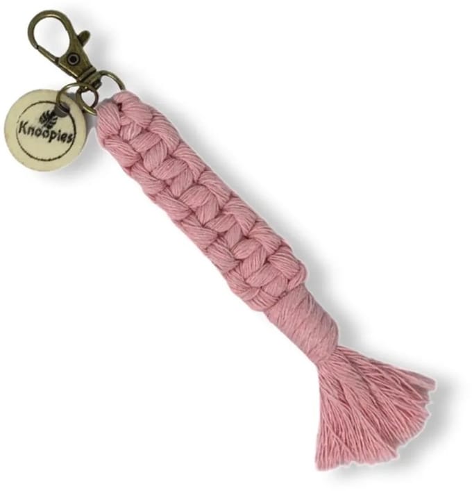 Macramé Sleutelhanger - Square Knots - Roze - Katoenkoord - Prijs per Stuk - Inclusief Verzendkosten