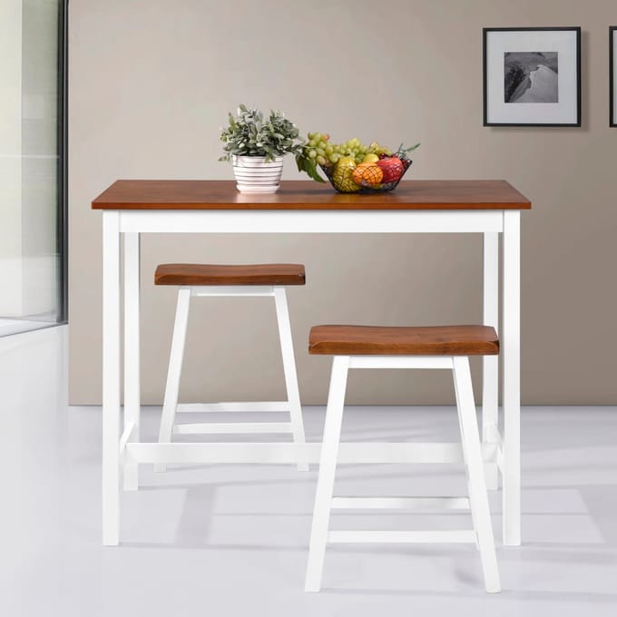 vidaXL - 3-delige - Bartafel - en - -krukkenset - massief - hout