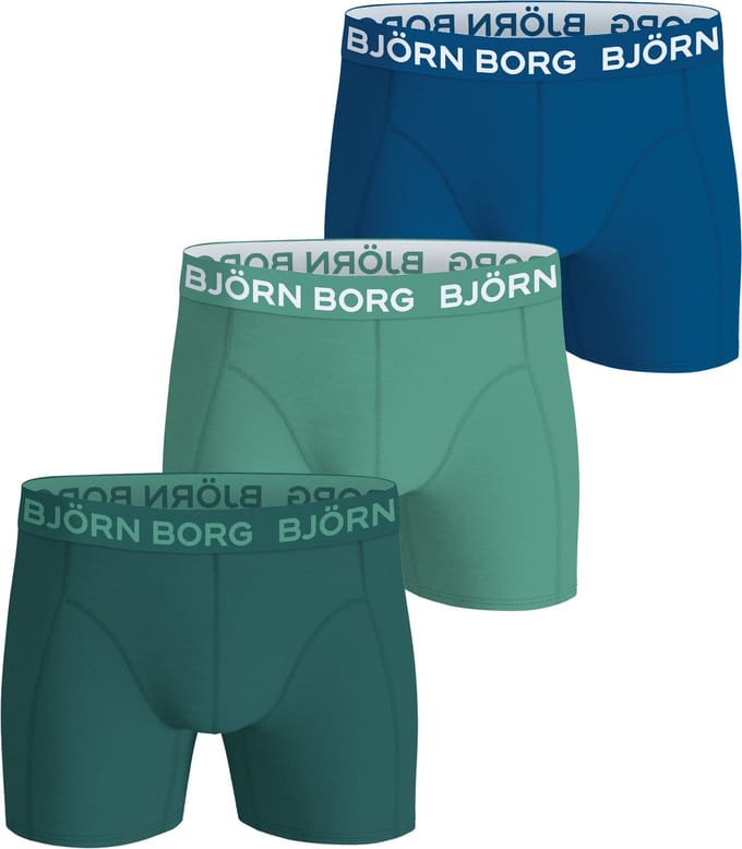 Björn Borg Cotton Stretch boxers - heren boxers normale lengte (3-pack) - kobalt - middengroen en donkergroen