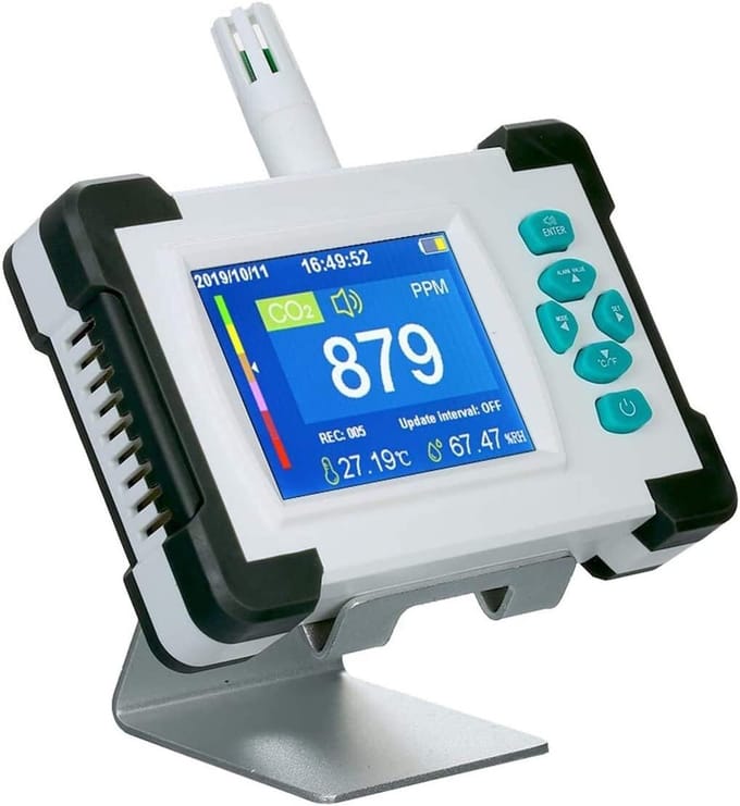 Kooldioxidedetector - CO2-meter Luchtkwaliteit - Luchtkwaliteit Monitoren - Hoge Precisie Sensor - 3.2-inch Display - Zwart