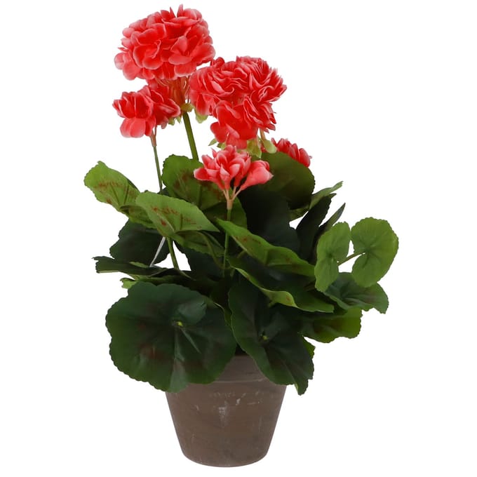 Mica Decorations Kunstplant - geranium - perzik - in pot - 34 cm - nepplanten