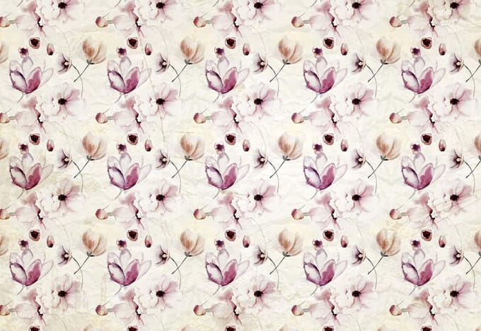 Fotobehang Flowers Pattern Pink | XL - 208cm x 146cm | 130g/m2 Vlies