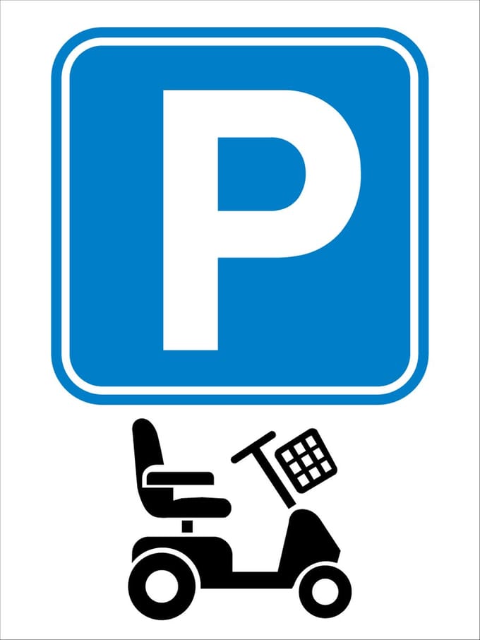Scootmobiel parkeren bord - Bord 300 x 400 mm - (Aluminium)