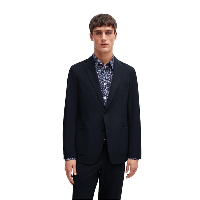 Boss Heren Effen Borstzak Regular Blazer (Donkerblauw)