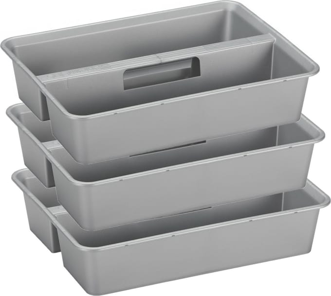 Sunware organiser - 3 stuks - kunststof - 40 x 30 cm - grijs - 2 vakken