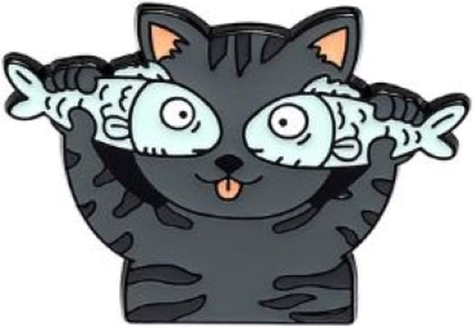 Pin Broche - enamel pin - kledingspeld - Kat met visjes