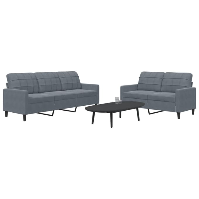 vidaXL - 2-delige - Loungeset - met - kussens - fluweel - donkergrijs