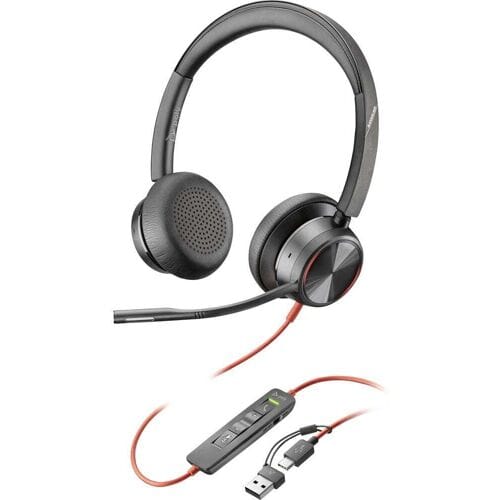 HP Poly Blackwire 8225 On Ear headset Kabel Stereo Zwart Noise Cancelling Headset, Volumeregeling, Microfoon uitschakelbaar (mute)