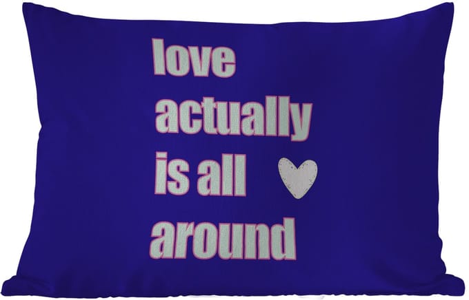 Buitenkussens - Tuin - Tekst - Valentijn - Love - Blauw - 50x30 cm