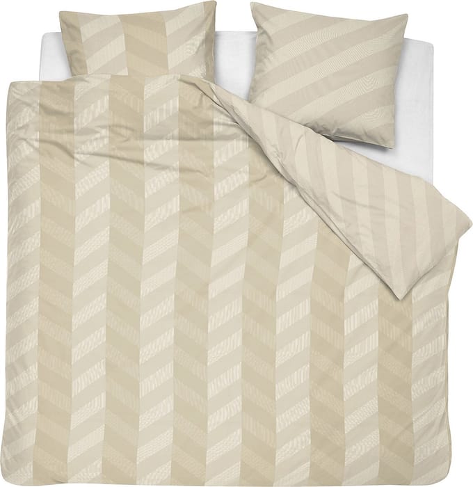 Damai dekbedovertrek Atomy - Satijn - 260x200/220 cm - Soft Beige + 2 kussenslopen 60x70