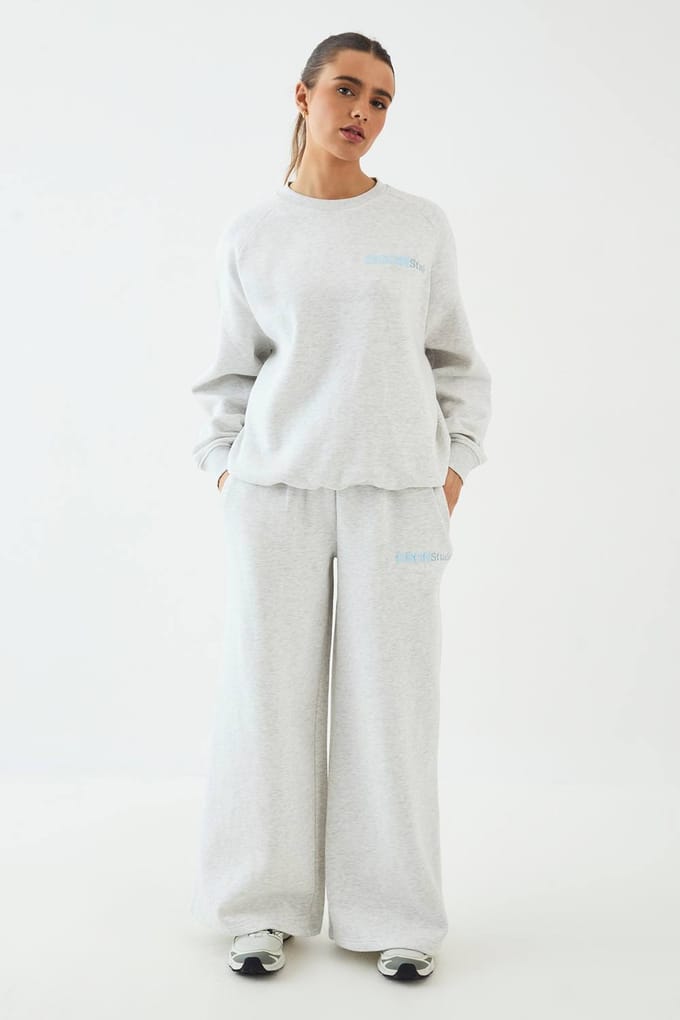 Dames Dsgn Studio Sport En Outdoor Bedrukte Sweatshirt Trainingspak | Ash Grey | Maat: XL