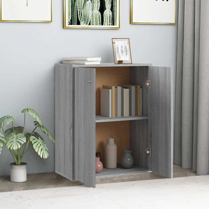 vidaXL - Dressoir - 60x30x75 - cm - bewerkt - hout - grijs - sonoma - eikenkleurig