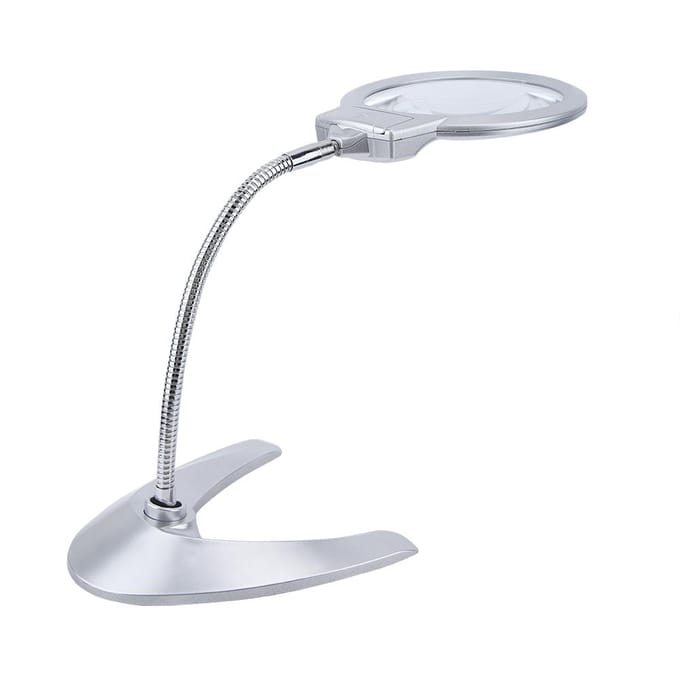 2.5X 5X 130mm Bureau Vergrootglas Vergrootglas met 2 LED Licht wit