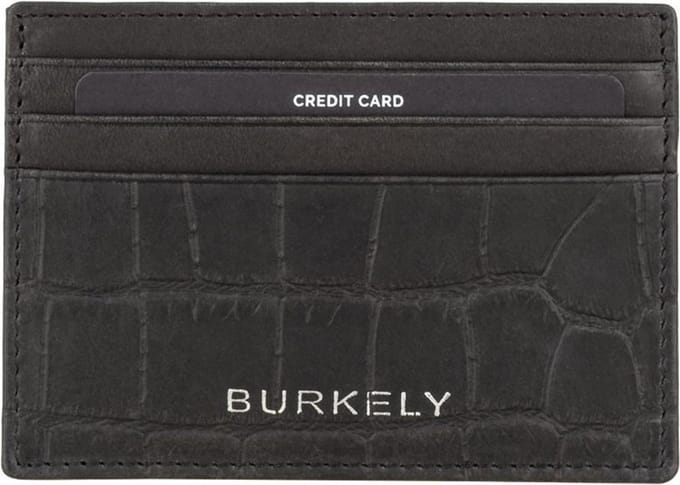 BURKELY CROCO CAIA CREDITCARD HOLDER-Black
