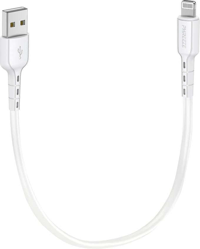 Korte oplaadkabel geschikt voor iPhone en iPad met Lightning naar usb A - Oplader kabel - 0,3m - Wit