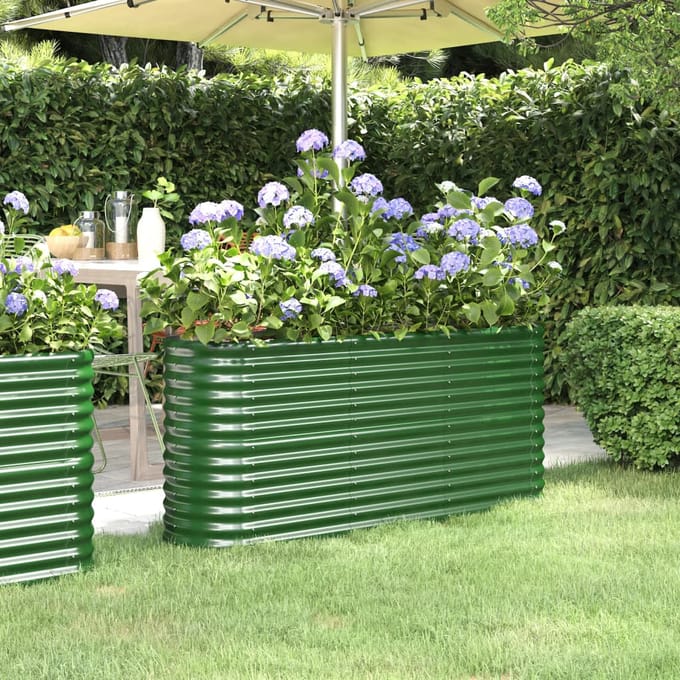 vidaXL - Plantenbak - 152x40x68 - cm - gegalvaniseerd - staal - groen