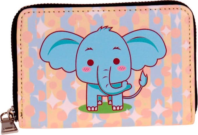 Portemonnee geel/blauw olifant - 14x10cm