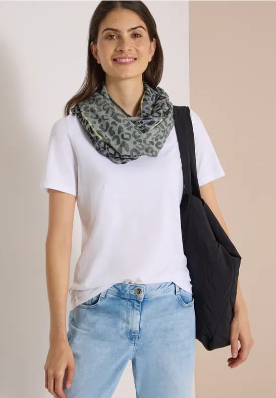 Loop-sjaal in uitgebleekte look met luipaardpatroon