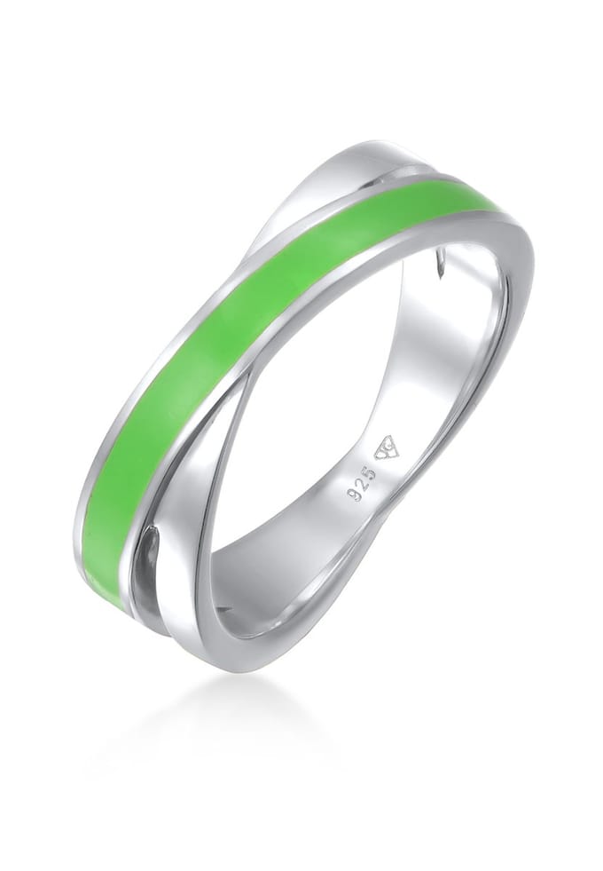 Elli - Ring - Dames Wikkel Modern met wit Emaille in 925 Sterling Zilver - Dames