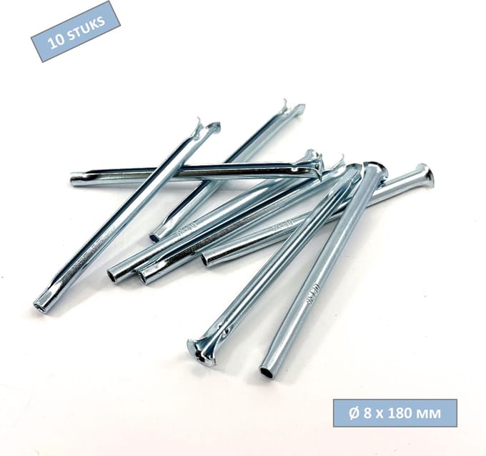 UFAST spanhuls - Express nagel - Ø 8 x 180 mm - Verzinkt - 10 stuks