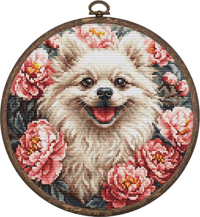 Borduurpakket Luca-S - Spitz - Keeshondje - inclusief ring - BC237