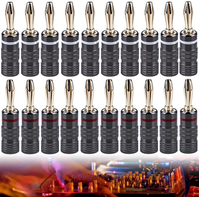 20 Stuks Banaanstekkers 4mm Goud Verguld voor Luidsprekerkabels en Audioapparatuur
