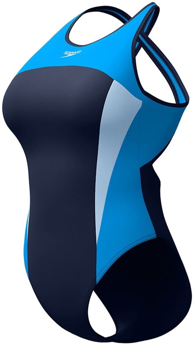 Speedo dames high neck x back badpak splice blauw