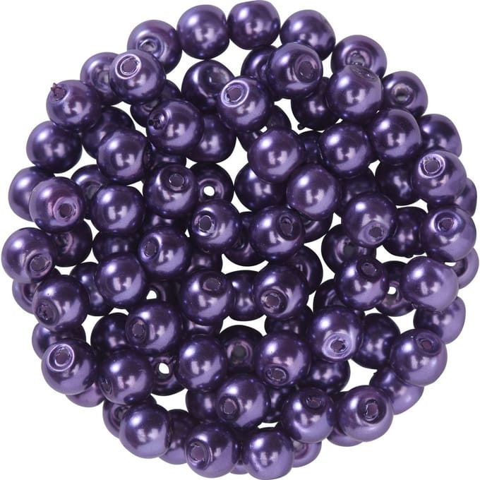 Glasparels, Ø 4 mm, 100 stuks - Paars