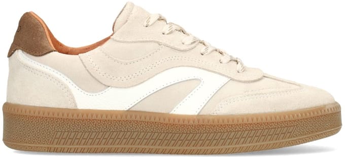 Manfield - Dames - Beige suède sneakers - Maat 39