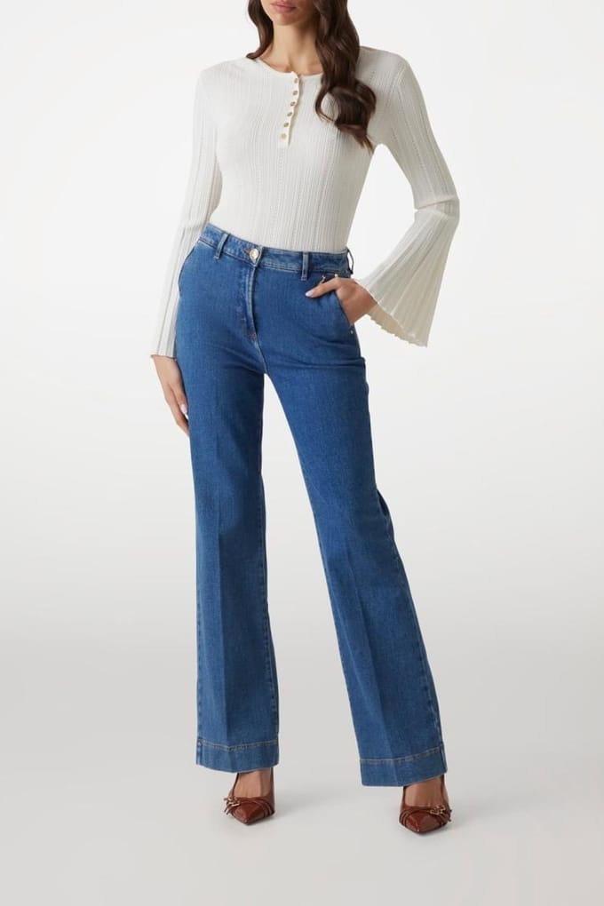 GUESS Malika Straight Deni Medium Blue Wash Maat: W24 | Straight Broeken Outlet | Dames | Blauw