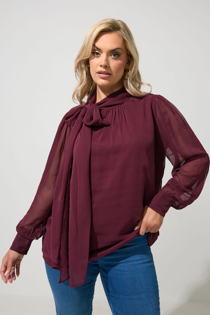 Yours London Rode Blouse Met Strik Aan De Zijkant Size 46